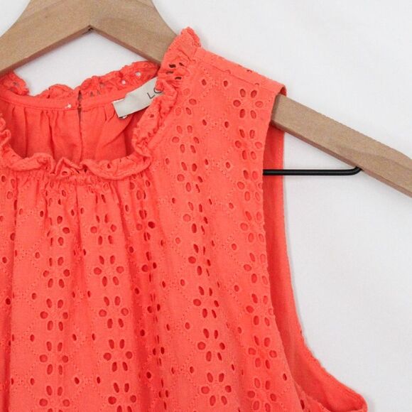 Loft Eyelet Peplum Halter Shell - Small, Coral - Picture 5 of 11